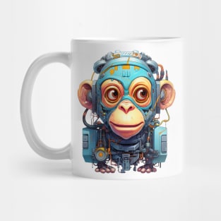 Cartoon monkey robot. T-Shirt, Sticker. Mug